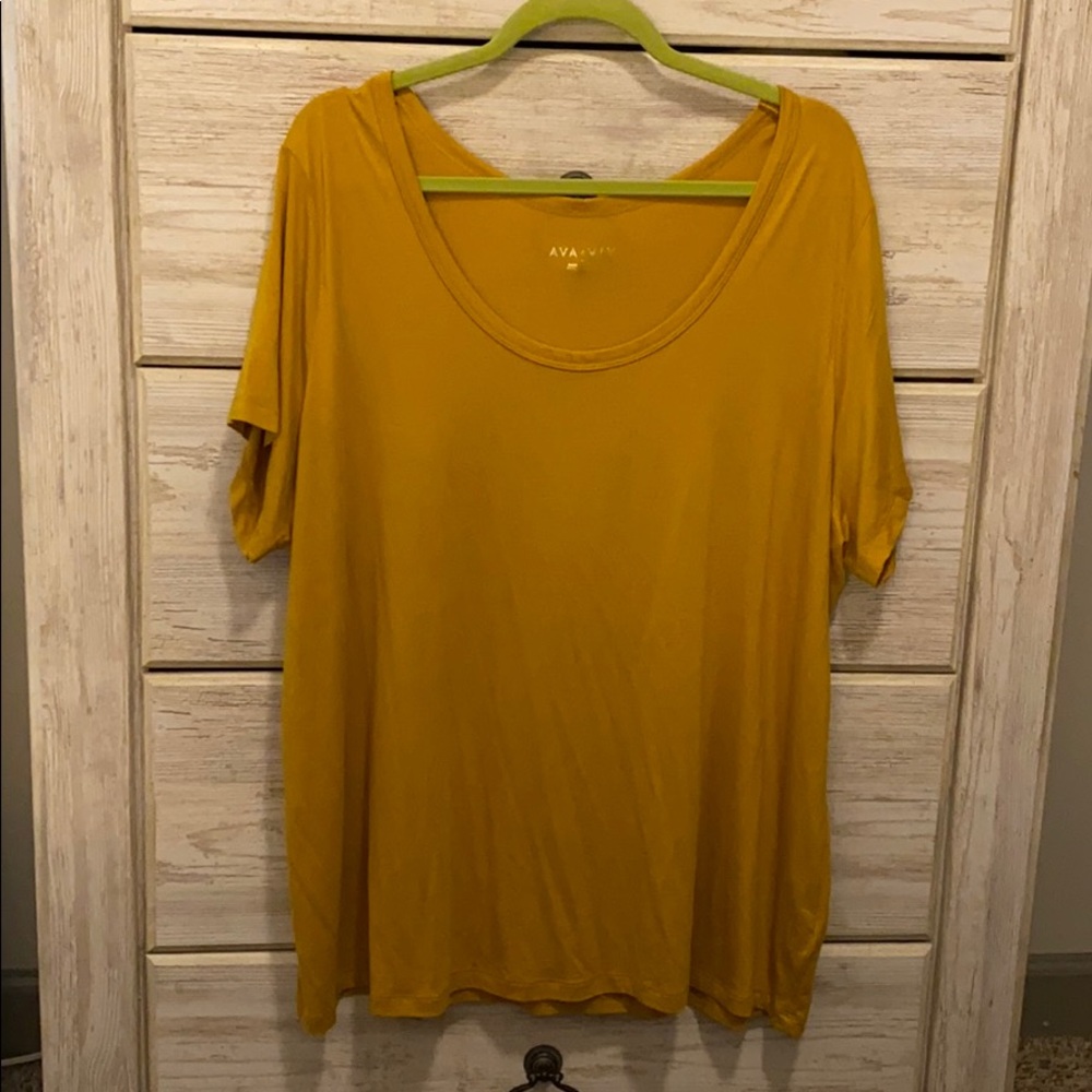 Mustard scoop neck tee shirt